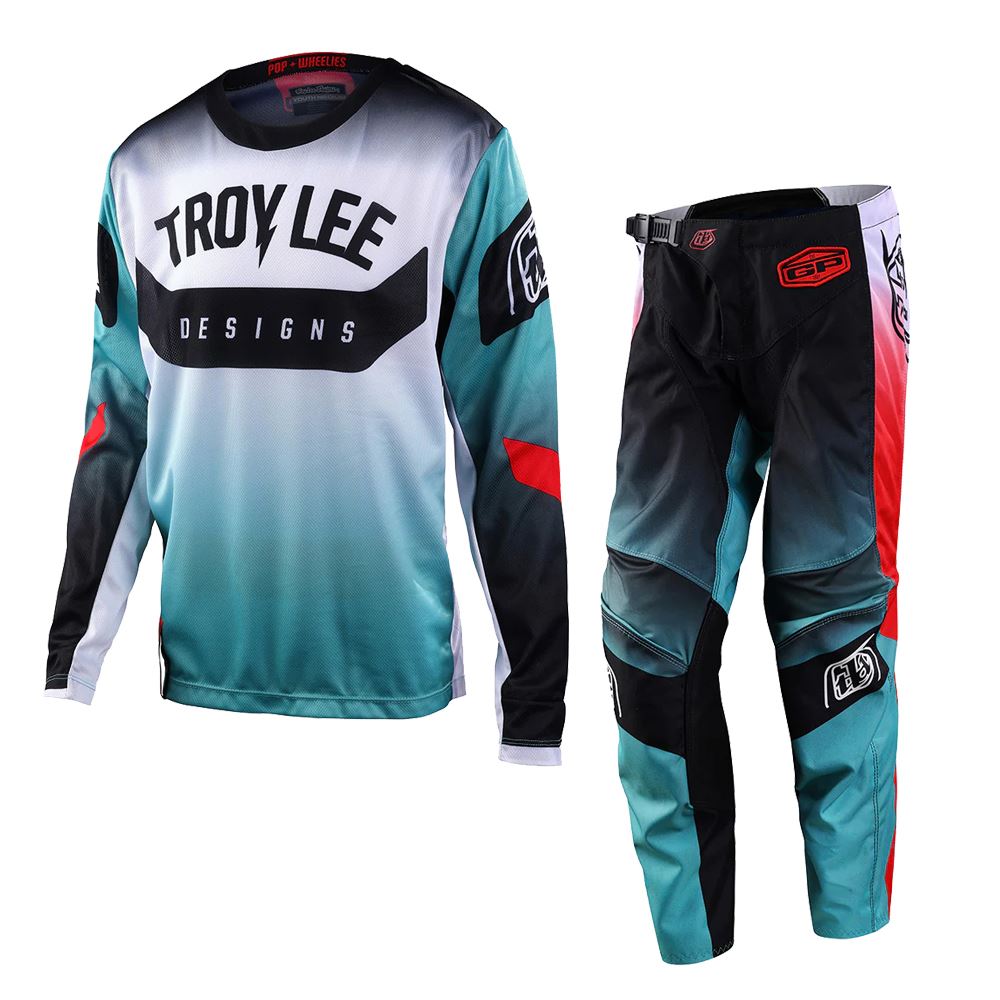 Troy Lee Designs 2024 Motocross Combo Kit Youth GP Arc Turquoise Neon Melon
